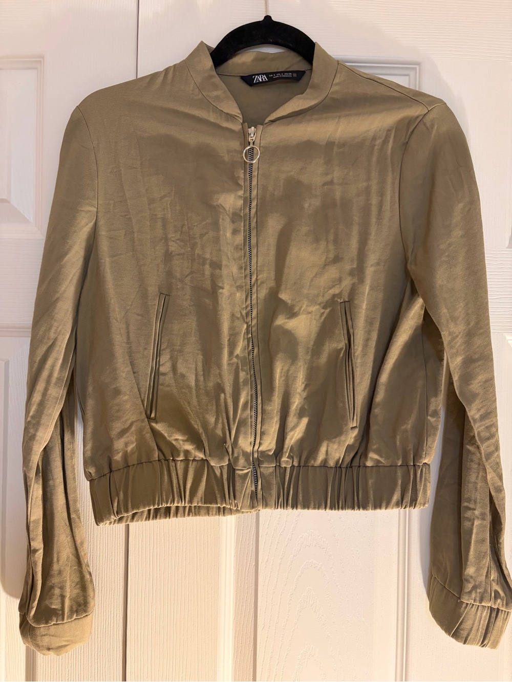 Zara Khaki Bomber Jacket with Ring Zip